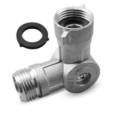 Imagem de QNHEAY Conector de cotovelo de mangueira flexível RV, rotação de 180 graus, acessórios de tubulação de cobre sólido, prata, protetor de torção, mangueira de água para sistemas de água potável e