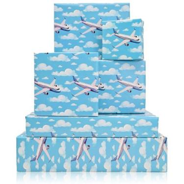 Imagem de Papel de Embrulho Altarho Airplane Blue Design 48x69cm 80gsm