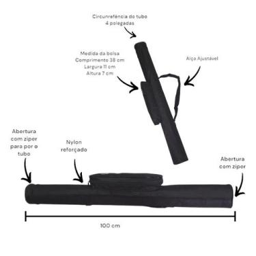 Imagem de Bolsa Porta Vara Pesca Top Fish Sem Tubo Com Bolsa Lateral 1,00mt Cor 