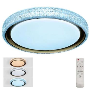 Imagem de Luminaria Plafon 3 Tons LED Luxo Cristal Controle Remoto Casa Trabalho