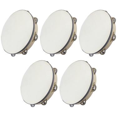 Imagem de Kit 5 Pandeiros Redondo de Madeira 10" Pele Natural New York