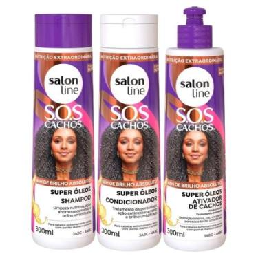 Imagem de Super Óleos SOS Cachos Salon Line Kit Tratamento com Shampoo, Condicio