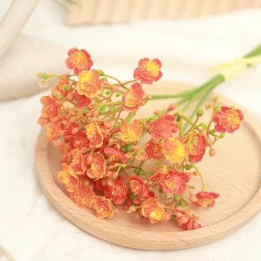 Imagem de 40 flores artificiais Babysbreath, buquê artesanal, planta falsa de plástico, arranjo floral de gipsófila, decoração de mesa para casamento (laranja)