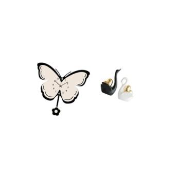 Imagem de Fenteer Relógio de Parede de Acrílico Borboleta, Decorativo, Anti-taque, para Escritório, Sala de Jantar, Quarto Infantil, Fazenda, Cisne, Estatuetas, E