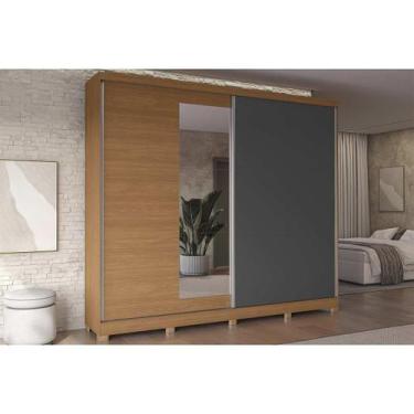 Imagem de Guarda Roupa Casal 2 Portas de Correr (1 c/ Espelho) e 4 Gavetas c/ Pé