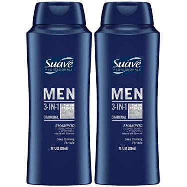 Imagem de Suave Shampoos 3 em 1 carvão masculino, condicionador e lavagem corporal, 800 ml (pacote com 2)