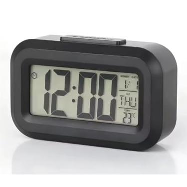 Imagem de Despertador Digital com LED para Quarto - Relógio de Mesa com Display Noturno | Despertador Portátil sem Dependência de Celular (preto pequeno 9cmx5.5cm)