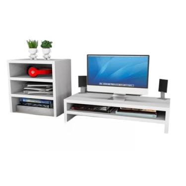 Imagem de Suporte Base Para Monitor Organizadores Prateleira Mdf Pronta Entrega(Base Monitor + Escaninho)