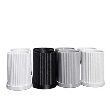 Imagem de Porta-Escovas Duplo Canelado Minimalista - Organizador de Banheiro com Textura em PLA/PETG | Design Moderno para Bancada(Branco Granito)