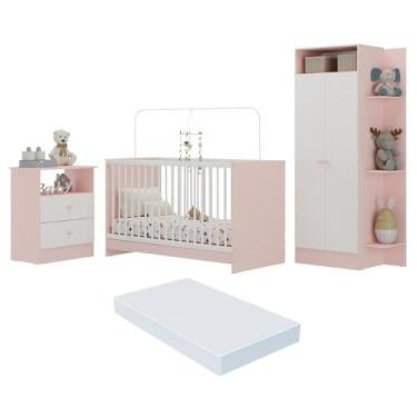Imagem de Jogo De Quarto Infantil Com Colchão Incluso Trevalla Móveis Pom Pom - 