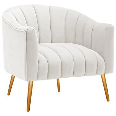 Imagem de Poltrona Decorativa Sala De Estar Recepção Senna Bouclé - Amarena Móveis Cor Branco