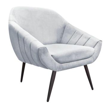 Imagem de Poltrona Giovana Suede Pés Palito Ferro Drossi Cinza