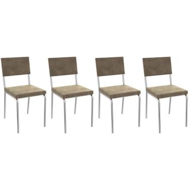 Imagem de Kit 4 Cadeiras De Cozinha Zaria 2c128 4 Un Cromado Bege A036 Suede Suede