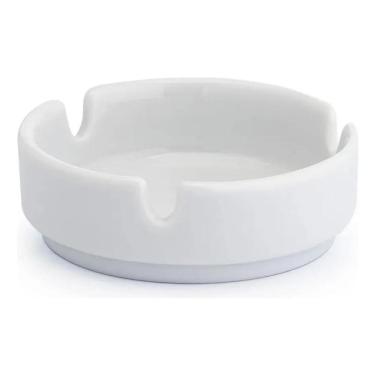 Imagem de 2X Kit 3 Cinzeiro Porcelana Branca Cinzeiros Redondo 8,5Cm C