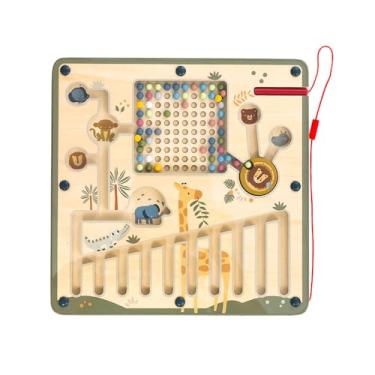 Imagem de Safari Magnetic Maze PH05H017 - Brinquedo Educativo de Labirinto Magnético para Crianças, Estimula Coordenação Motora Fina, Concentração e Habilidade Manual. Jogo Infantil de Madeira