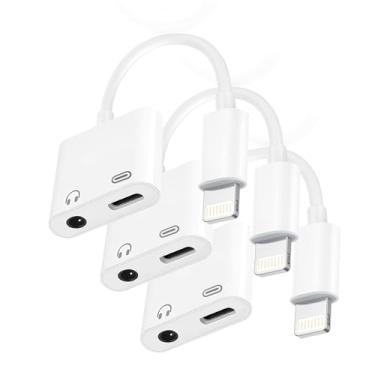Imagem de Adaptador Lightning para conector de fone de ouvido de 3,5 mm, carregador 2 em 1 certificado Apple MFi e dongle de áudio para iPhone 14/13/12/11/XS/XR, carregar e ouvir, chip DAC, som Hi-Fi, para