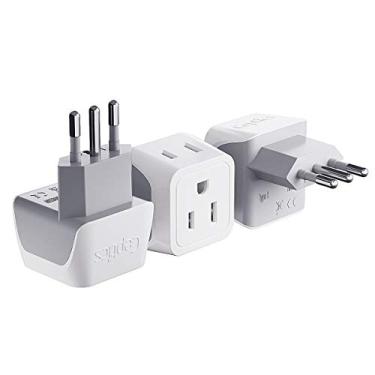 Imagem de Ceptics Adaptador de tomada de viagem da Itália, adaptador de plugue do Chile com entrada dupla dos EUA, adaptador de plugue compacto tipo L, plugue aterrado seguro, perfeito para telefones celulares