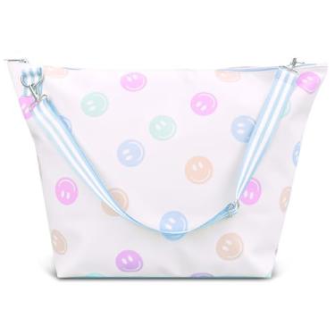Imagem de iscream Bolsa feminina de viagem Weekender com alça ajustável e bolso interno com zíper - Coleção macia e doce, Made You Smile, 23.5" x 16", Casual
