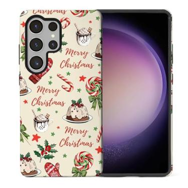 Imagem de casesok Capa para Samsung Galaxy S25 Ultra, capa rígida de camada dupla + capa de telefone de silicone, proteção total à prova de choque para Samsung Galaxy S25 Ultra-Christmas Cake Lollipop Holiday