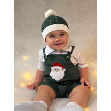 Imagem de Jardineira Romper Natal Papai Noel Verde