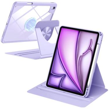Imagem de Wenlaty Capa para iPad Air de 11 polegadas (M3/M2) e Air 5ª/4ª geração de 11 polegadas, para iPad Pro 11 polegadas 4/3/2/1 geração, rotação de 360°, traseira magnética destacável, suporte para lápis