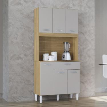 Imagem de Cozinha Compacta Cassia 6 Portas 1 Gaveta Poquema Damasco/off White