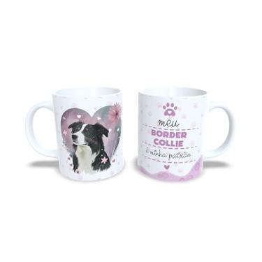 Imagem de Caneca de Cerâmica Yorkshire Terrier, Design Artístico com Flores e Corações, Branca, 325ml, Presente para Amantes de Pets (13180)