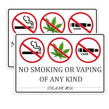 Imagem de Adesivo de sinal de proibição de fumar, sem vaping, pacote com 2 23 x 15 cm, sinais de aviso para casa, casa e negócios à prova d'água