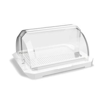 Imagem de Suporte de pão de com tampa articulada transparente profissional para pão e bolo (Branco)