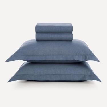 Imagem de Jogo de Cama Casal 100% Algodão Tesso Marinho Karsten, U