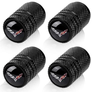 Imagem de 4 peças de tampas de haste de válvula de pneu, compatíveis com Corvette C1 C2 C3 C4 C5 C6 C7 C8 Racing 1LT 2LT 3LT, série tampa de haste universal carro capa de ar acessórios para carros, SUV