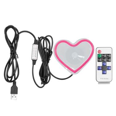 Imagem de WAGHAVEN Luz ambiente LED para carro, Love Heart, iluminação neon de veículo com controle remoto para triângulo ou janela traseira, acessórios interiores de carro para carro, quarto, festa (rosa)