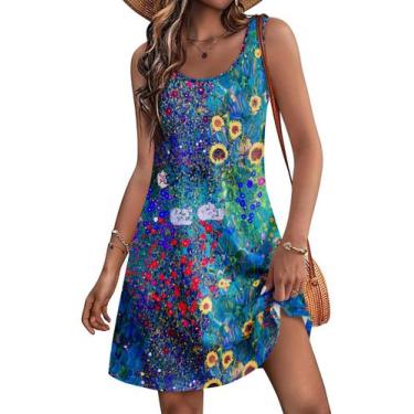 Imagem de Vestido de verão LUXVEER feminino boêmio sem mangas casual