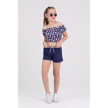 Imagem de Conjunto Infantil Sublimado Corações Marinho-Feminino