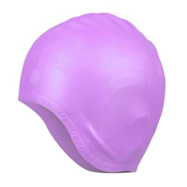 Imagem de Touca Natação Silicone Profissional Unissex Protetor Ouvido Orelha Cabelo(roxo A)