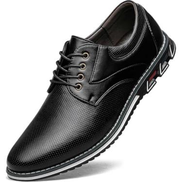 Imagem de Sapato social masculino casual, confortável, moderno, de couro macio de qualidade superior, sapato casual Oxford, Preto, 39