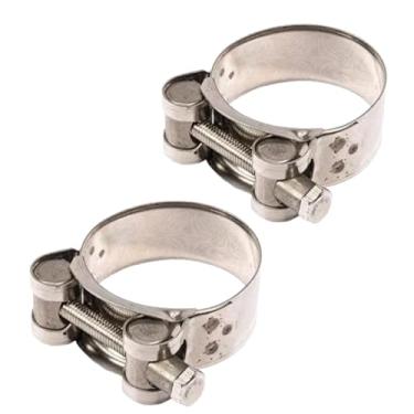 Imagem de Braçadeira de exaustão de aço inoxidável, 2 peças de substituição para mangueira de água de motocicleta, braçadeiras de escapamento automotivas (48-51 mm)