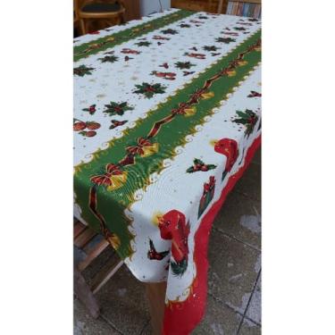Imagem de Toalha de Mesa Natalina Oxford Estampada Papai Noel Decorativa para 4 e 6 Lugares – Toalha de Mesa Retangular Festiva de Natal (Castiçal,2,00x1,50)