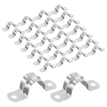 Imagem de PATIKIL Braçadeiras de conduíte de suporte em U de 2 furos de 5/15.2 cm, correia de tubo rígido de aço inoxidável de 30 peças para fixação de cabos de tubulação de água, mangueiras, tubos de
