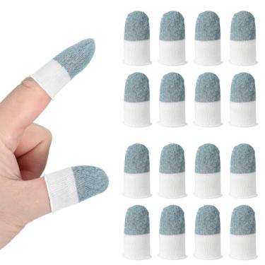Imagem de PATIKIL Manga de dedo para controle de polegar, pacote com 16 luvas de dedo para jogos móveis, luvas de ponta de fibra prateada, anti-suor, respirável para dispositivos de tela sensível ao toque, azul