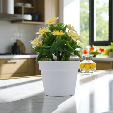 Imagem de Generic 1 peça de plantas artificiais com haste quadrada crisântemo plástico amarelo 10 x 10 x 20 cm