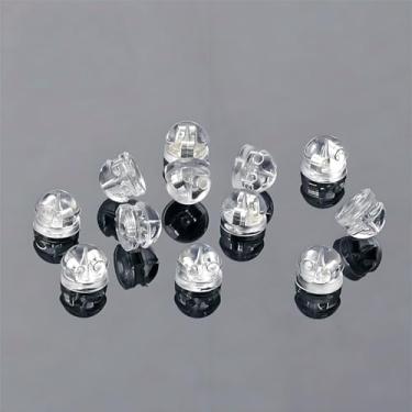 Imagem de Costas de brinco de silicone, suporte de brinco hipoalergênico em forma de hambúrguer, almofadas traseiras de segurança de orelha transparentes e macias para substituição de rolha de embreagem para