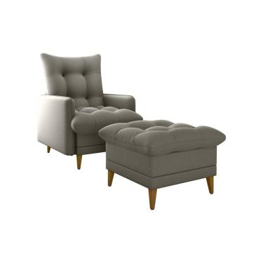 Imagem de Poltrona De Amamentação Com Puff Luxo Confortável Montreal Matrix Suede Capuccino