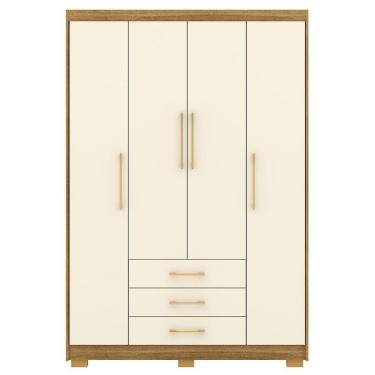 Imagem de Guarda-roupa Solteiro 4 Portas 3 Gavetas 9 Prateleiras Espada Nature-champagne