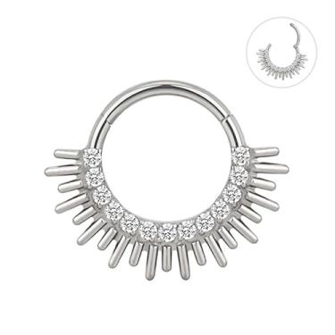 Imagem de Brincos femininos Daith de cartilagem pequena argola dourada hipoalergênico hélice piercing de titânio 14k aço cirúrgico diamante implante zircônia cúbica joia, 16g-8mm, Aço inoxidável, Zircônia