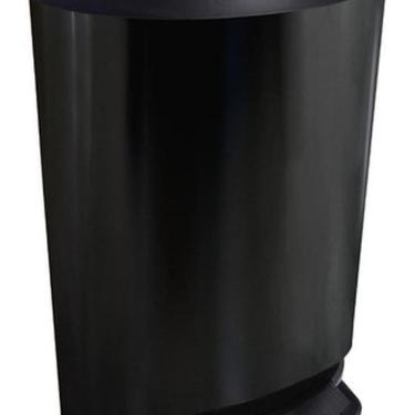 Imagem de Lixeira De Piso Oval Black Inox Com Pedal 20L 49X32X35Cm