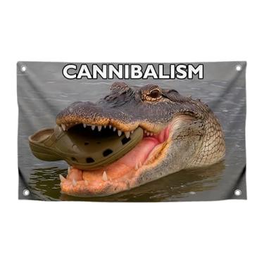 Imagem de Bandeiras legais de crocodilo de um lado com citações e quatro argolas de latão - Bandeira de parede de poliéster engraçada para dormitório universitário - Bandeiras de meme de tapeçarias para