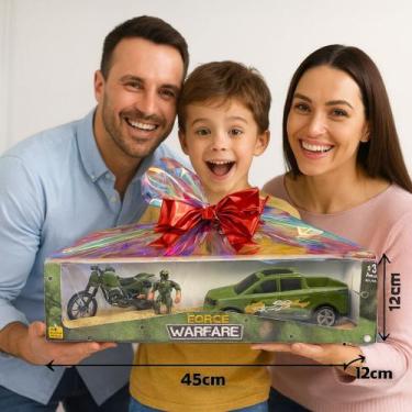 Imagem de Brinquedo Militar Force Warfare com Caminhonete, Moto e Soldado - 3 em