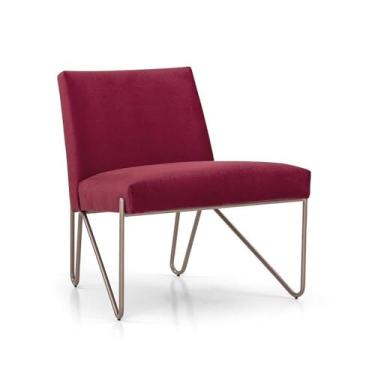 Imagem de Poltrona Decorativa Quarto Herval Spot, Veludo Animale Vermelho