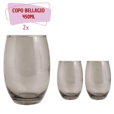 Imagem de Kit 2 Copos California Redondo Vidro Cinza Mesa Posta 450ml - PRATICAS
